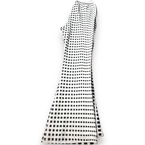 Casa Lee Black/White Pattern Stretch Elastic Waist Flared Vintage Inspired pants - Picture 14 of 14
